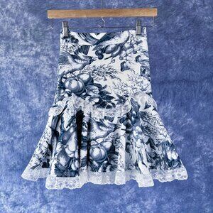 Selkie Blue & White Boleyn in Louis Toile Mini Skirt Sz XS